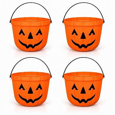 kit 4 Baldes abobora Caldeirão Decoração Halloween festa