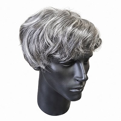 Fantasia Peruca Curta Grisalha com Touca Esticável unissex