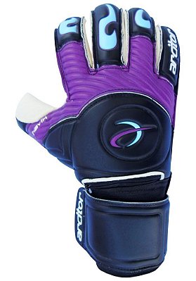 Luvas de Goleiro Arcitor Havik Rollfinger Finger Protection (Preto Roxo Azul) Extended AW Elite