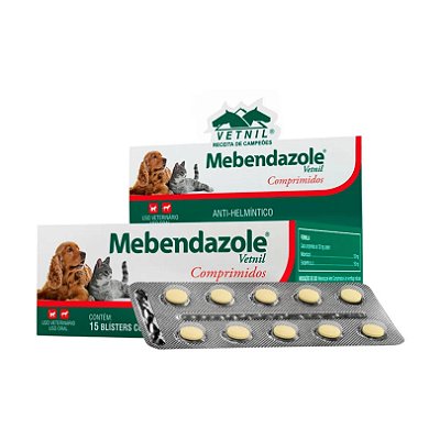 Mebendazole Cães E Gatos Blister 10 Comprimidos - Vetnil