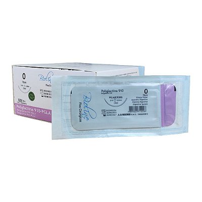 PGLA - Fio Poliglactina-910 Nº 0 70 cm 3/8 R 3,0 cm Unitário - Bioline