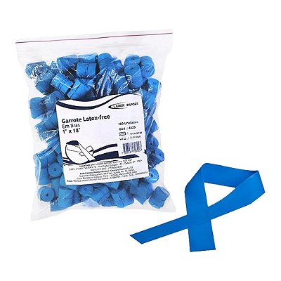 Garrote Látex-Free Em Tiras 1" x 18" Pacote Com 100 Unidades - Labor Import