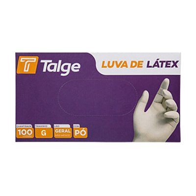 Luva de Látex Com Pó 100 Unidades Tamanho G - Talge