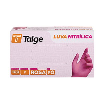 Luva Nitrílica Rosa Sem Pó 100 Unidades Tamanho P - Talge