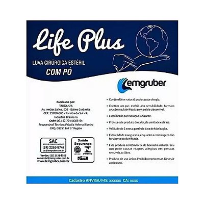 Luva Estéril Com Pó Life Plus 8,5 50 Pares - Lemgruber