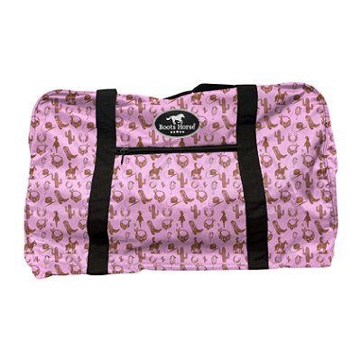 Bolsa Para Sela Em Nylon Estampa Country Rosa - Boots Horse