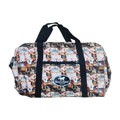 Bolsa Para Sela Em Nylon Estampa Country Marrom - Boots Horse