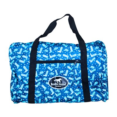 Bolsa Para Sela Em Nylon Estampa Botas Azul - Boots Horse