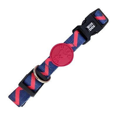 Coleira Tradicional Tamanho G Azul Com Vermelho - Wise Dog