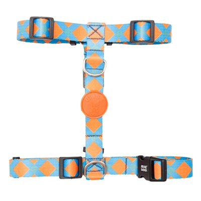 Coleira Peitoral H Com Guia Tamanho P Azul Com Laranja - Wise Dog