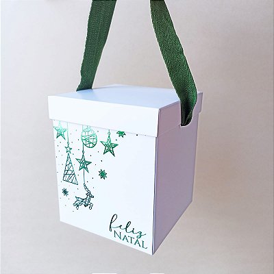 Caixa mini panetone verde - Natal Encantado - 10 unidades