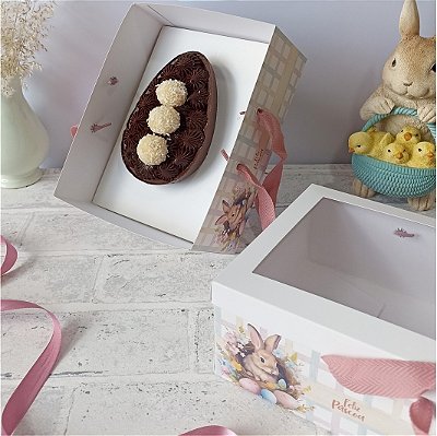 Caixa/sacola para 1 ovo de colher - Bunny - 10 unidades