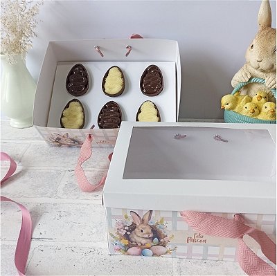 Caixa/sacola para 6 mini ovos - Bunny - 10 unidades