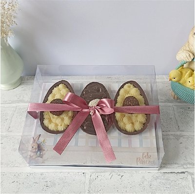 Caixa para 3 ovos de colher - Bunny - 10 unidades