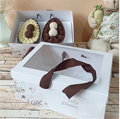 Caixa/sacola para 2 ovos de colher - Flower - 10 unidades