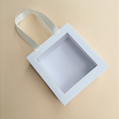 Caixa sacola 2 em 1 com visor - BRANCA - 10 unidades