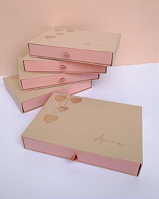 Caixa Gaveta 15,5x21,5x3cm - Cartonada - Amor - 5 unidades