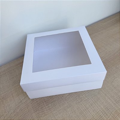 Caixa torta/bolo - com visor -BRANCA - 10 unidades