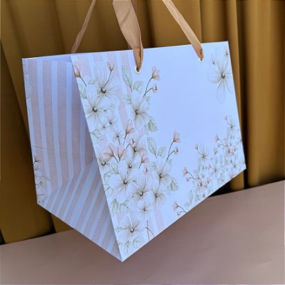 Sacola Confeitaria M - FLORAL NUDE - 10 unidades