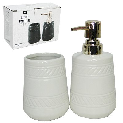 Kit de Banheiro Lavabo Cerâmica clássico redondo