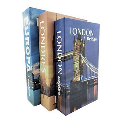Kit livro caixa decorativo caixa Porta objeto tema países 3PCS