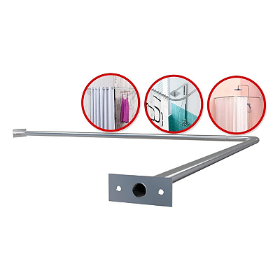 Suporte para Cortina de Box em L 90x90cm de Alumínio – Resistente à Corrosão