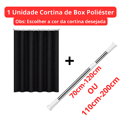 Kit Cortina de Box em Poliéster com Varão Extensível Ajustável