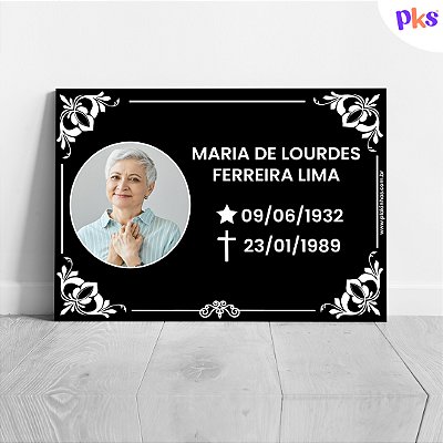 Placa para túmulo Personalizada 1 Pessoa Foto Nome Data