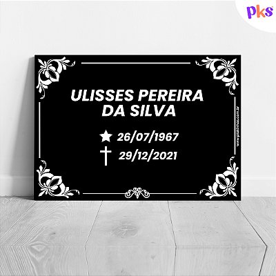 Placa para túmulo Personalizada com Nome Data 20x28cm