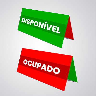 Placa de Mesa Atendimento Disponível e Ocupado