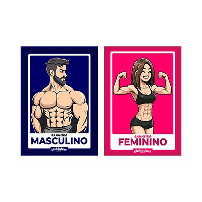 Placas de Sinalização Para Banheiro Masculino E Feminino Academia CrossFit