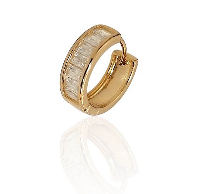 Brinco argola 15mm com zircônias banhado ouro