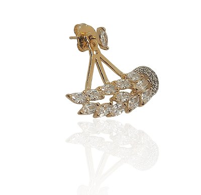 Brinco ear cuff com zircônias 2 peças banhado ouro