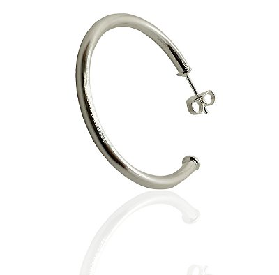 Brinco argola tubular 40mm banhado prata