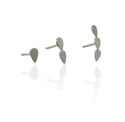 Conjunto brinco trio 1 gota 2 gotas 3 gotas banhado prata