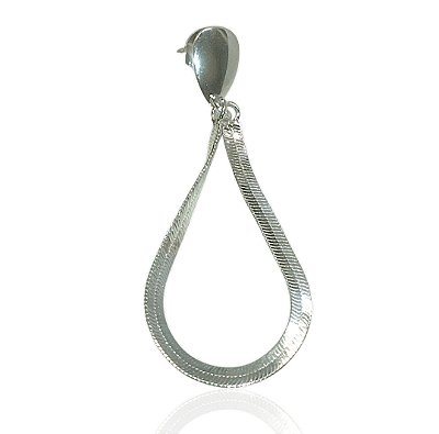 Brinco gota malha articulável banhado prata