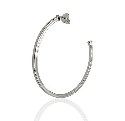 Brinco argola tubular chata 45mm fio 2mm banhado prata