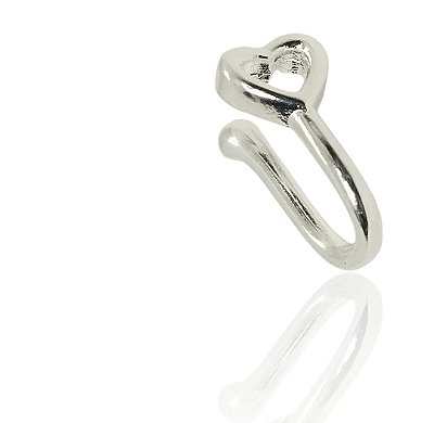 Brinco coração piercing fake banhado prata-1pç