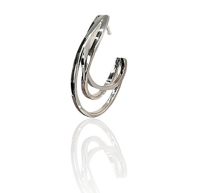 Brinco lua 3 fios banhado prata