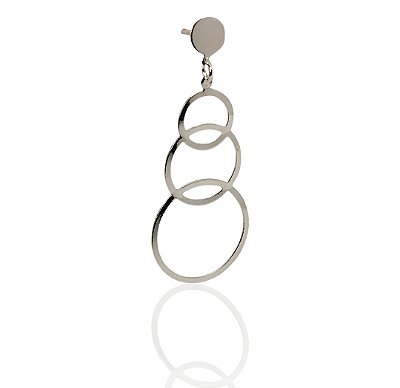 Brinco 3 aros 9mm,14mm e 18mm fixos banhado prata