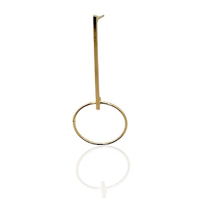 Brinco haste e argola na ponta banhado ouro