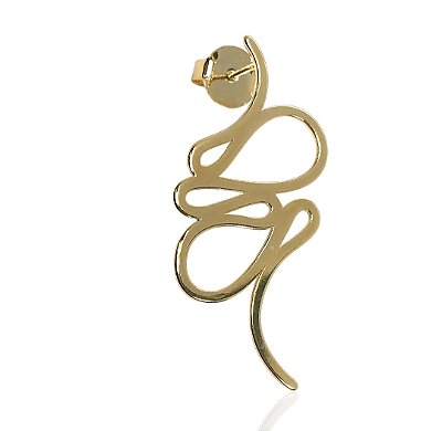 Brinco fio curvas onduladas banhado ouro