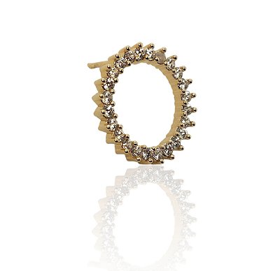 Brinco aro com zircônias banhado ouro