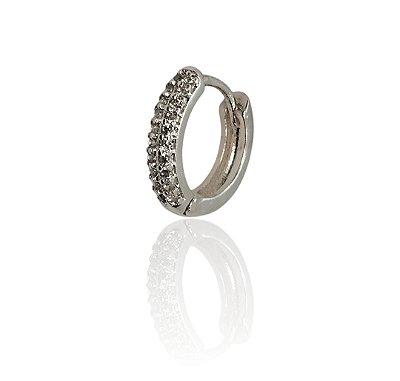 Brinco argola 11mm com zircônias banhado prata