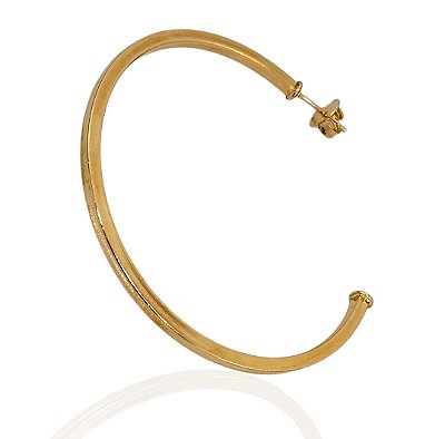 Brinco argola 56mm tubo quadrado banhado ouro