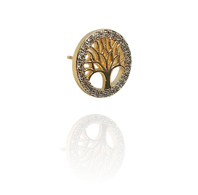 Brinco árvore da vida detalhes em ródio banhado ouro