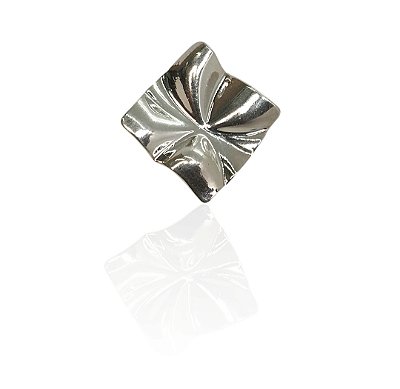 Brinco quadrado orgânico banhado prata