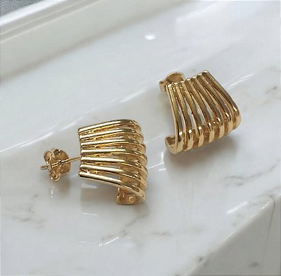 Brinco 7 hastes ear hook banhado ouro