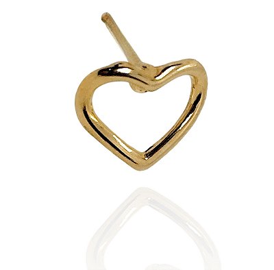 Brinco coração convexo banhado ouro