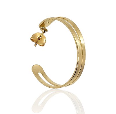 Brinco argola 30mm hastes duplas banhado ouro